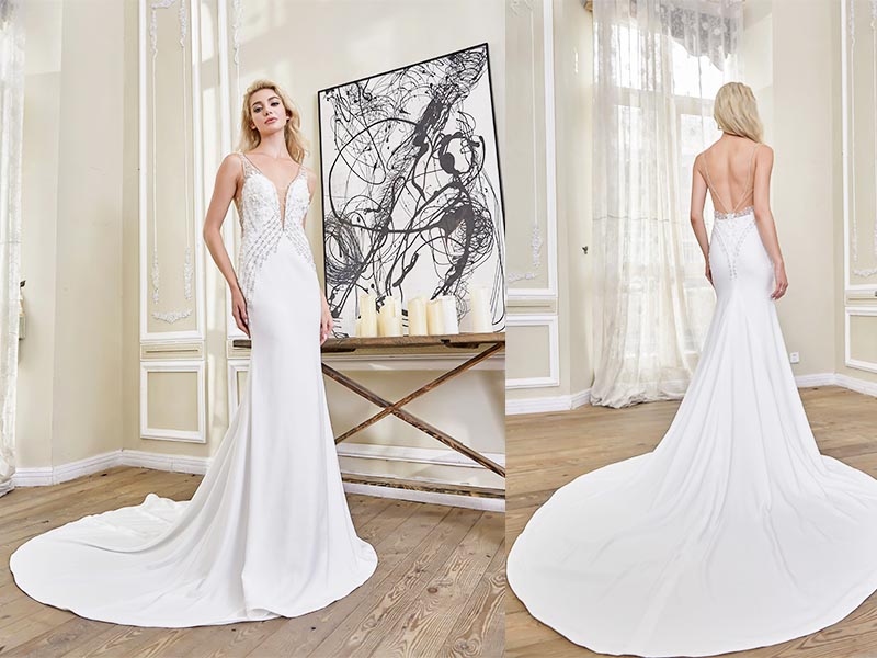 product-ROSA BRIDAL-Starry Sky Breast applique beading mermaid wedding dress-img