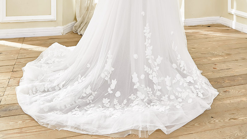 product-Promise Sweetheart collar lace applique bead a line wedding dress-ROSA BRIDAL-img