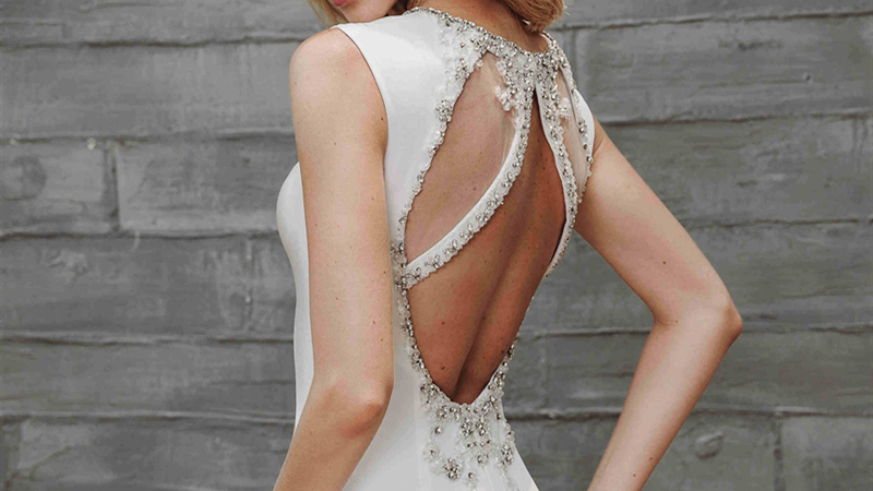 product-Rosabridal crystal beading V neck backless sleeveless silk satin mermaid wedding dress-ROSA