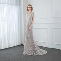 Rosabridal tranquillity sexy Deep V backless lace appliques wedding dress