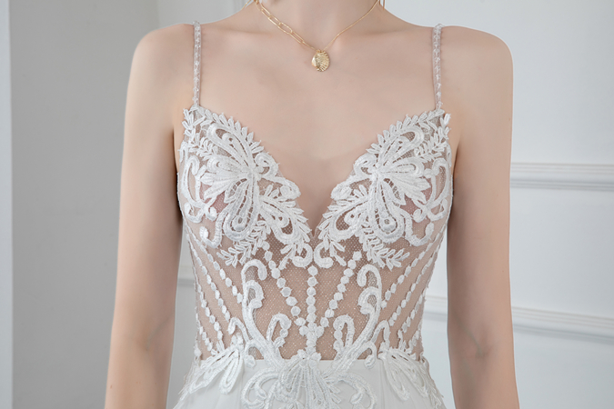 product-ROSA BRIDAL-Rosabridal waving Deep V spaghetti lace sexy A line wedding dress-img