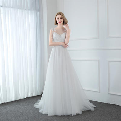 Rosabridal <sweetheart>  boat neck sweetheart backless lace appliques A line wedding dress