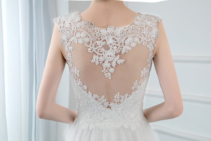 product-ROSA BRIDAL-Rosabridal boat neck sweetheart backless lace appliques A line wedding dress-i
